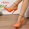 Aphixta Gold Metal Chain High 12cm/10cm Stiletto Heels Pumps Women Shoes Pointed Toe Party Pumps Super Big Size 48 49 50