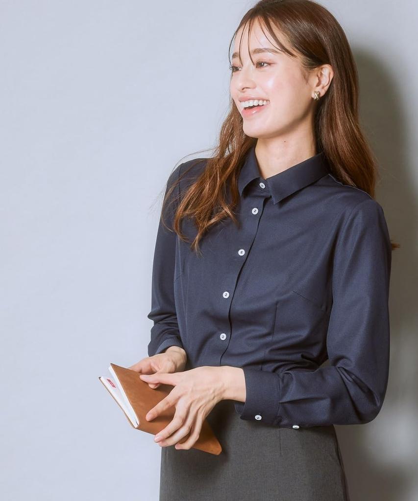 Nissen Knit Material Long Sleeve Shirt Buttons To Prevent and Size L Shirt/Blouse, (with Peeking), Moisture-Wicking, Quick-Drying, Shape-Retaining,