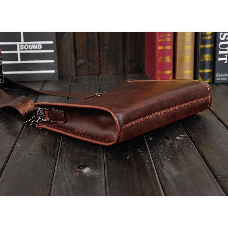 Crazy Horse Leather Men's One-shoulder Crossbody Bags Korean Casual Small Hanging Bag Horizontal Retro Men's Bag