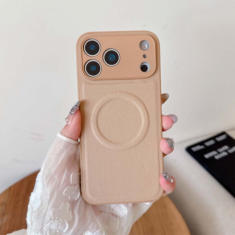 

For IPhone 17 16 15 Pro Max 14 13 12 Wireless Charging Shockproof Bumper Cover Luxury Matte Leather Magnetic for Magsafe Case For iPhone 12 світло-коричневого кольору