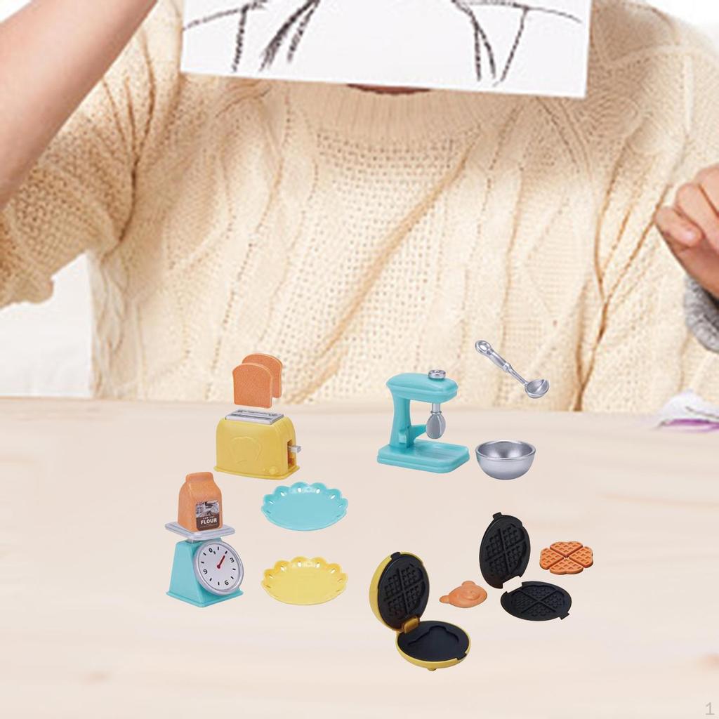 Dollhouse Scene Role Baking Waffle Oven Grill for