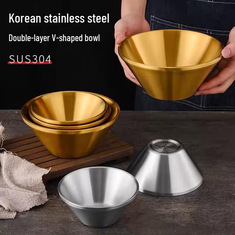 304 Stainless Steel Double-Layer Conical Serving Bowl