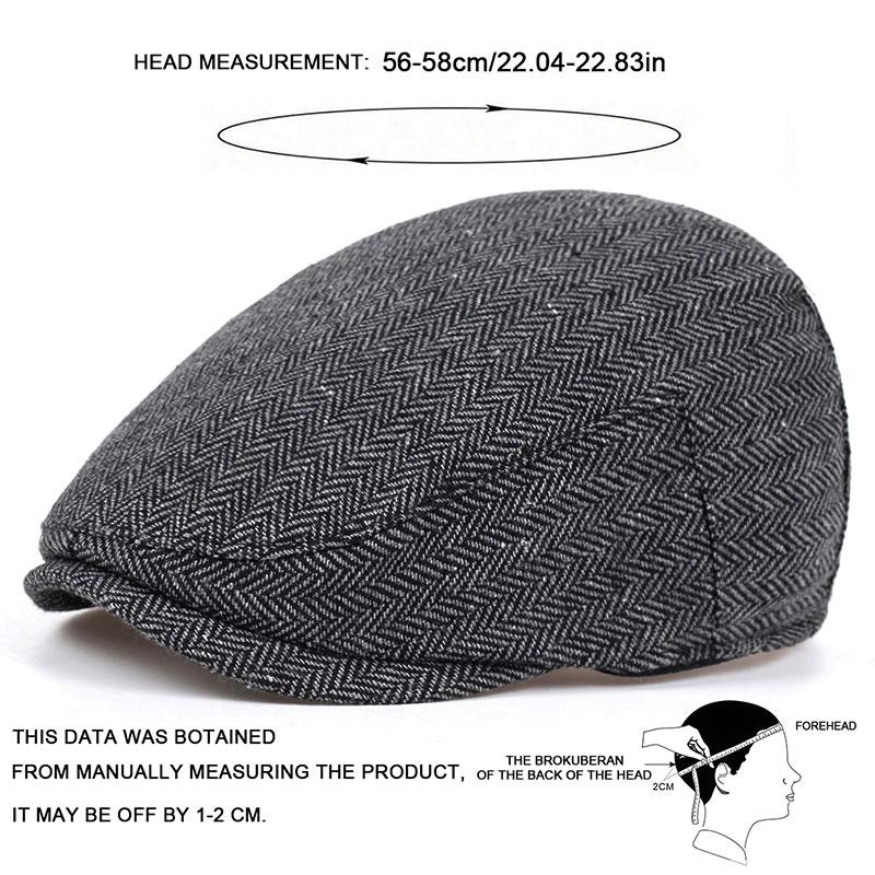 Herringbone Grid Style Beret Hats Fashion Outdoor Windproof Cold Hat Men's and Women's Universal Cap Cotton Warm Caps