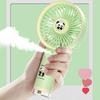 Mini Handheld Fan Cute Cartoon Panda Portable Personal Fan with Mist Spray USB Rechargeable 3 Wind Speeds Summer Cooling Fan for Travel Beach