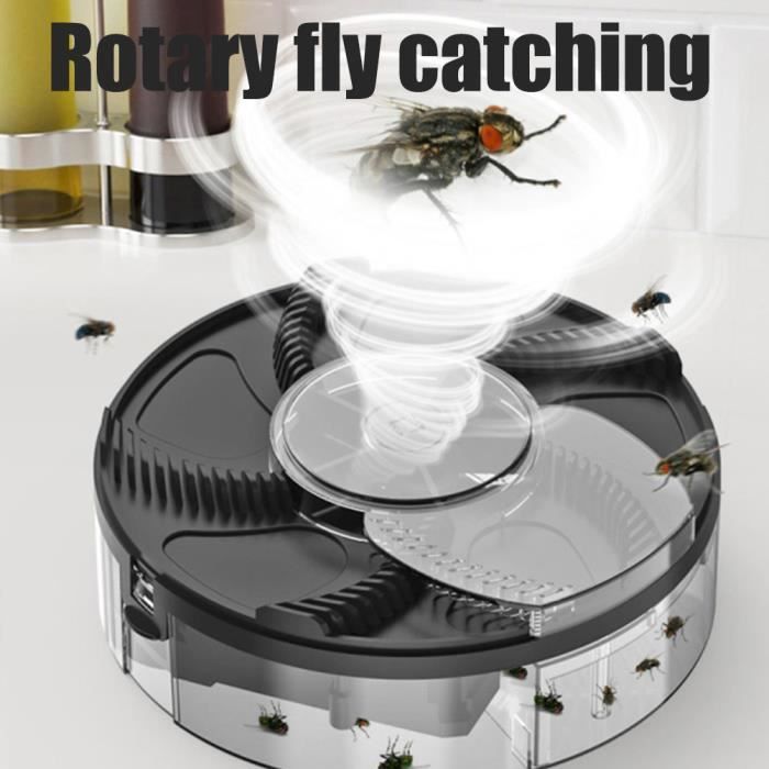 Electric Rotating Fly Trap Insect Killer Removable Silent Rechargeable USB- White