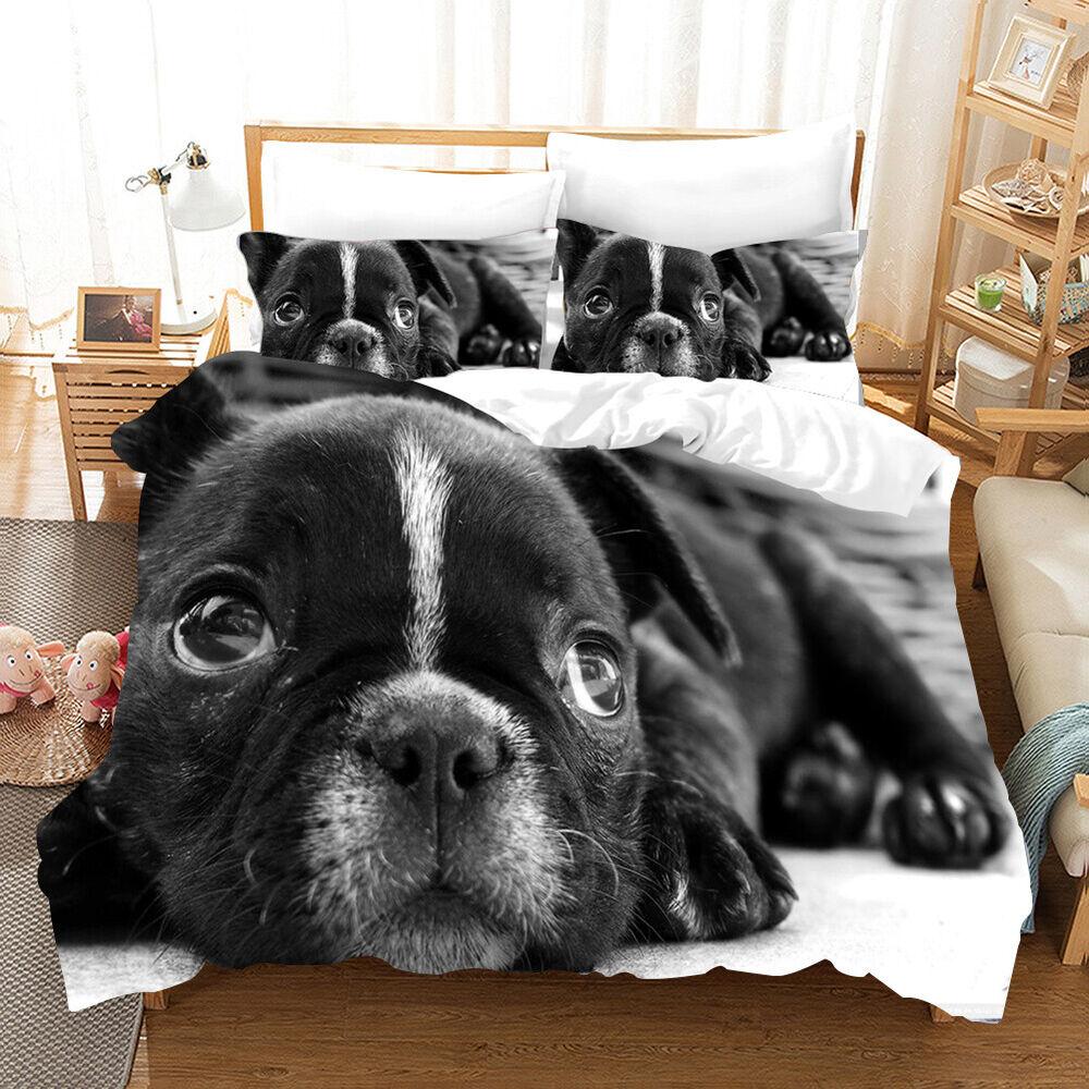 3D Printed Dog Bedding, Animal Down Duvet Cover, Pillowcase 2/3pc, Men's Kid Teens Cover Gift, King Queen Bed, All Sizes