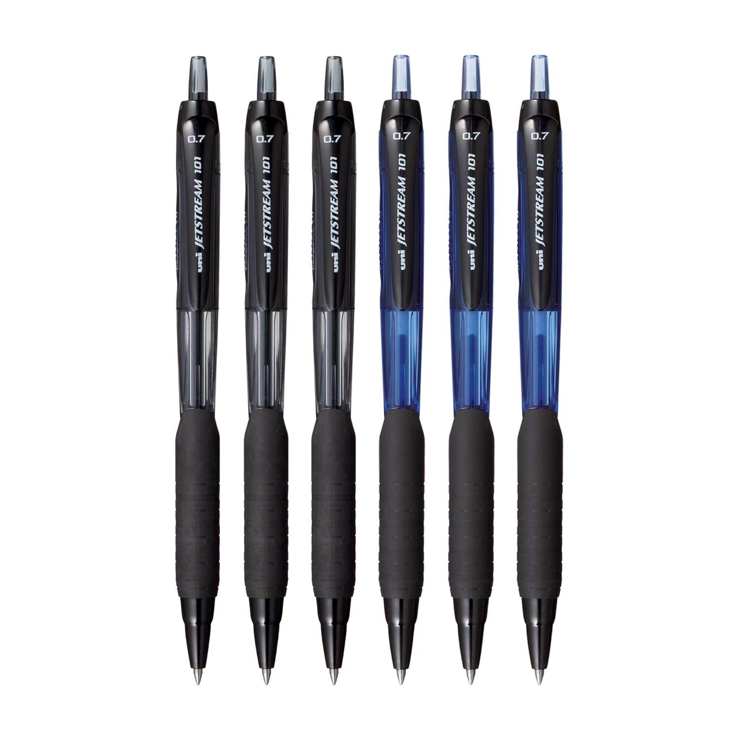 

uni-ball Jetstream SXN101 0.7mm Roller Ball Pens Pack of 6 Smooth Writing Blue Black Ink