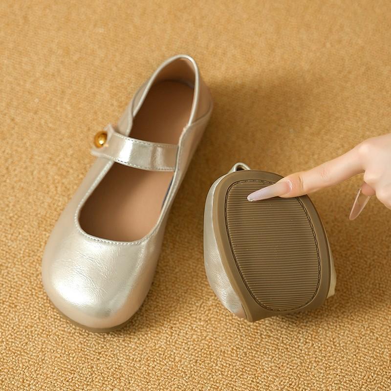 Women's Mary Jane Shoes Round Toe Flat Sole One-length Velcro Cover Toe Sandals Dress Retro All-match Spring Autumn Single Shoes