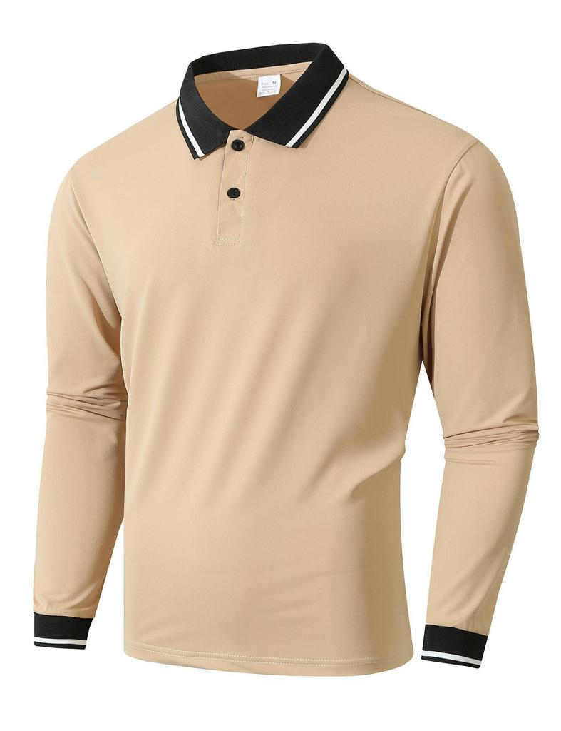 Men's Autumn Outdoor Fashion Breathable Long-Sleeve Jacquard Polo Shirt