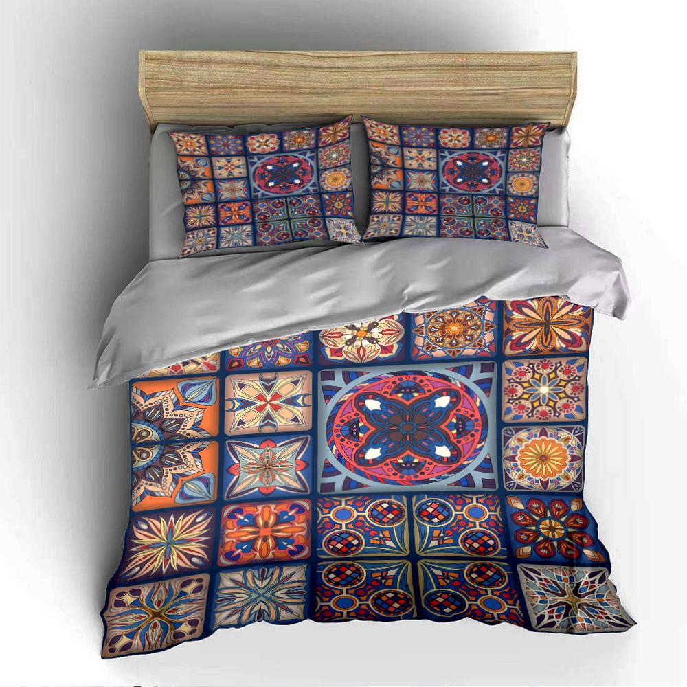 Colorful Geometric Pattern Bedding Set Bedding Set (1 Duvet Cover, 2 Pillowcases, Duvet Not Included)