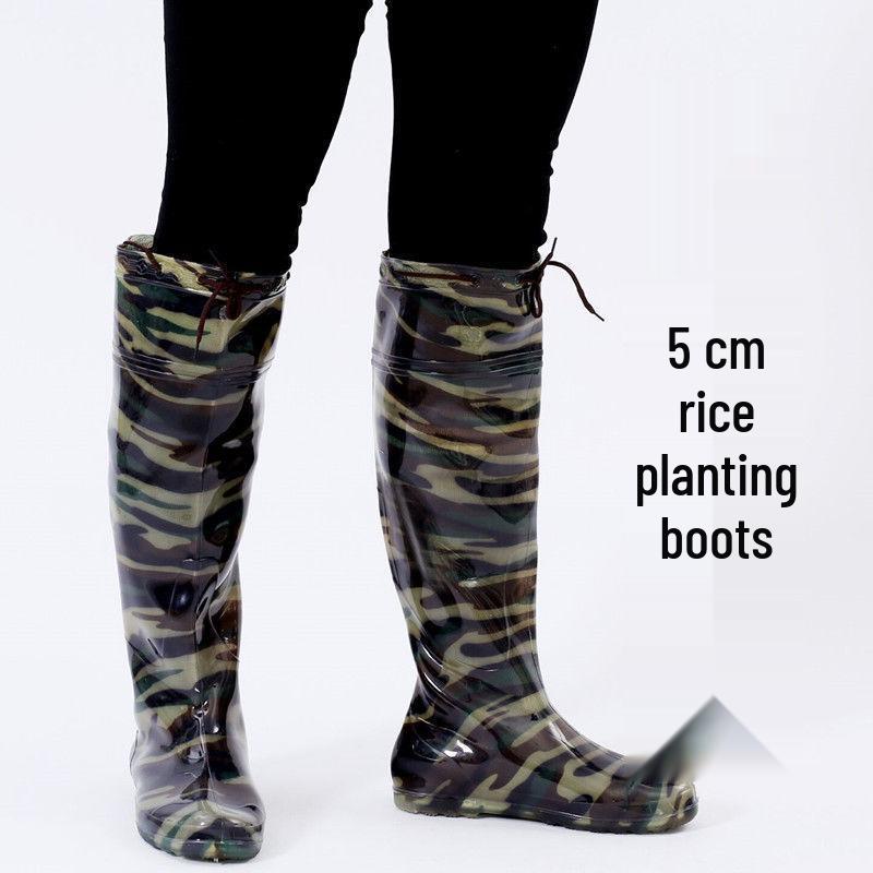 TYmy Unisex Knee-High Boots: Ideal for Farming & Fishing with Soft Soles, Knee Laces for Comfort In Wading & Plowing.
