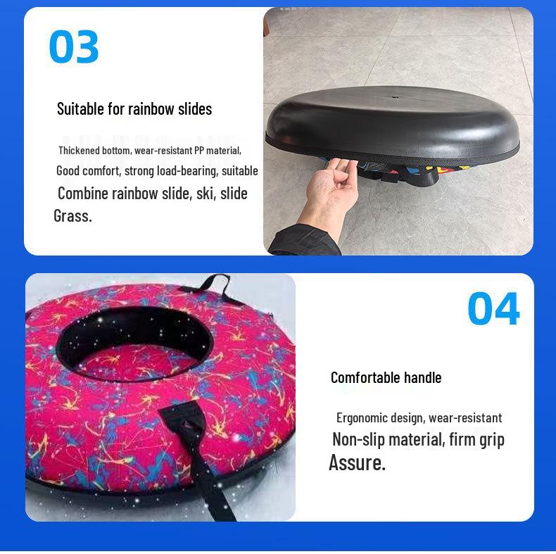 PP Inflatable Double Snow Tube - Wear-Resistant Rainbow Slide for Outdoor Parent-Child Fun