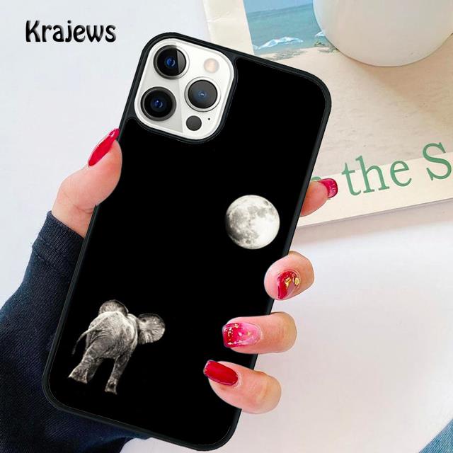 Baby Elephant Moon Soft Phone Case For iPhone 17 Air 16 15 Max Plus 11 12 13 Pro Max Phone Cover coque Fundas