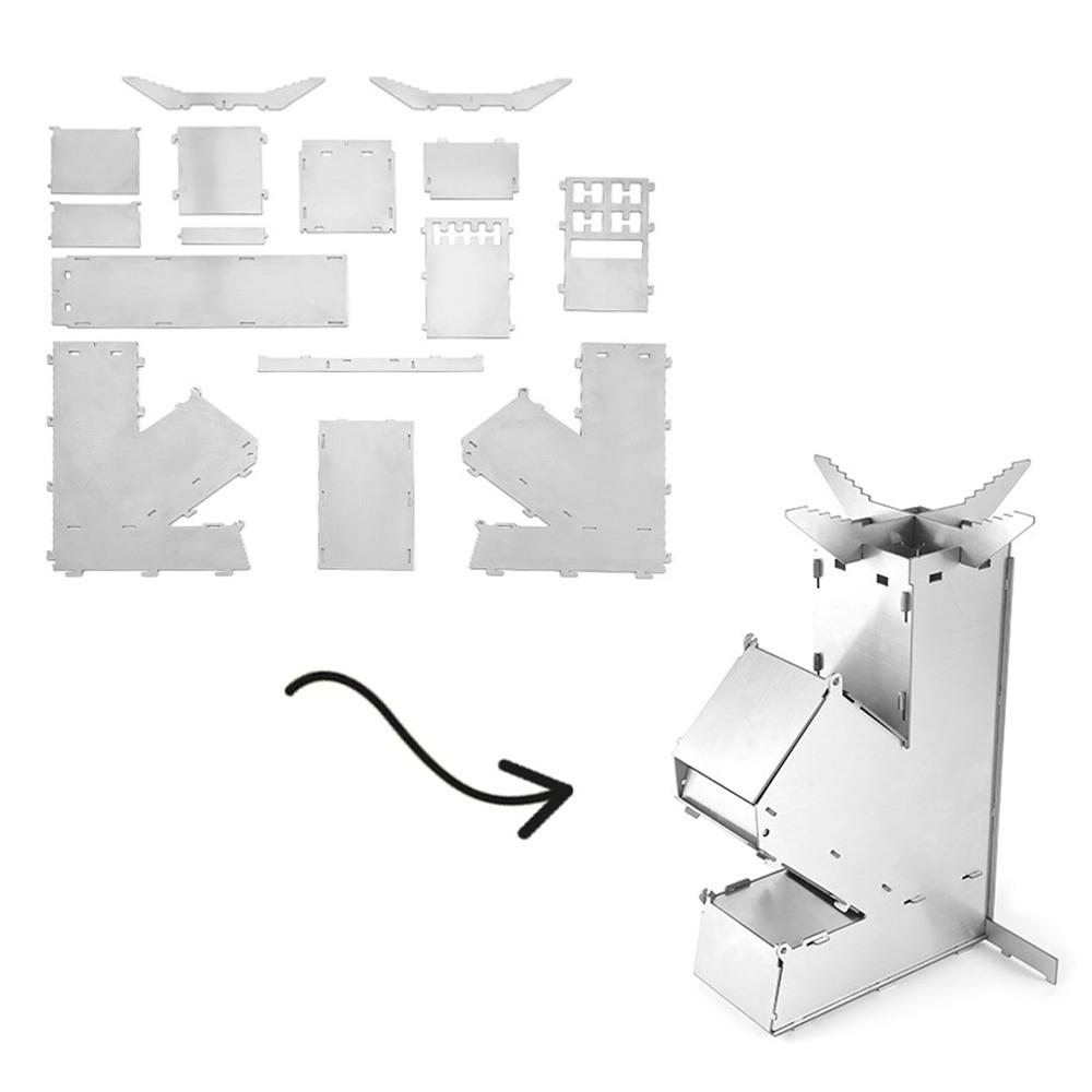 Collapsible Combustion Stove, Portable Stainless Steel Wood Burning Stove, Stable   for Pots, Big   Power, Fuel Efficient, Collapsible and P