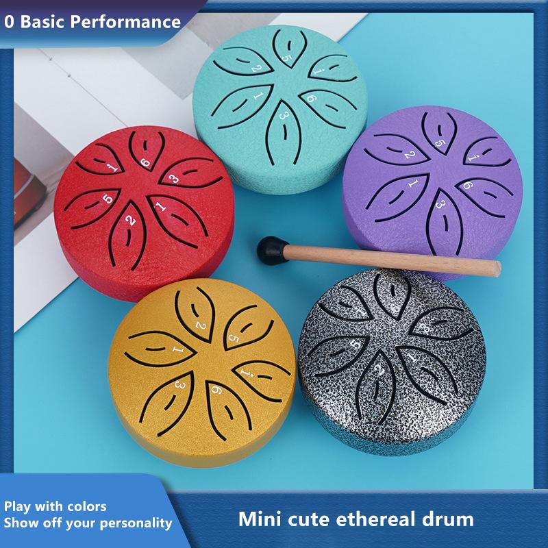 Steel Tongue Drum Portable Rain Drum Hand Pan Drum Percussion Musical Instruments 3 Inch 6 Notes For Yoga Meditation Musical Toy