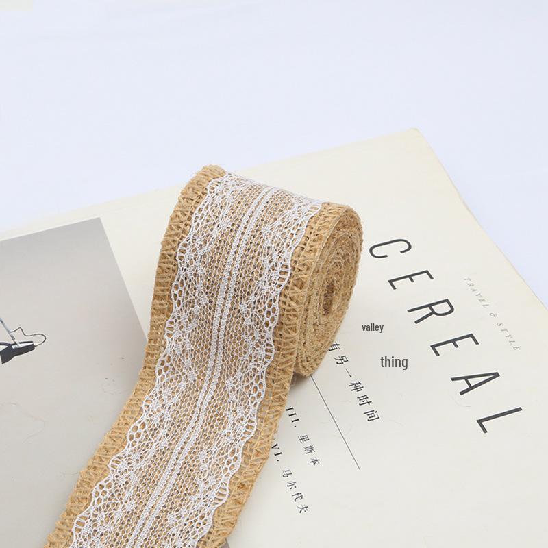 Colored Lace Burlap Roll for DIY Crafts, Handmade Packaging, and Vase Decoration.