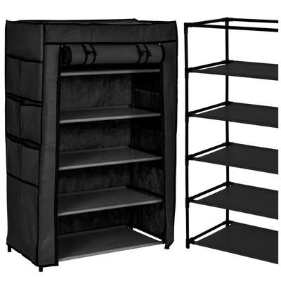 Mona Black Textile Shoe Cabinet