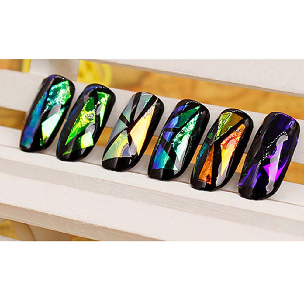 Mirror Glitter Decal Nail Foil Film Laser Cellophane Aurora Broken Glass Foils Nails Art Decoration