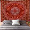 Indian Red Mandala Tapestry Bohemian Wall Hanging Aesthetic Room Decor for Bedroom Living Room