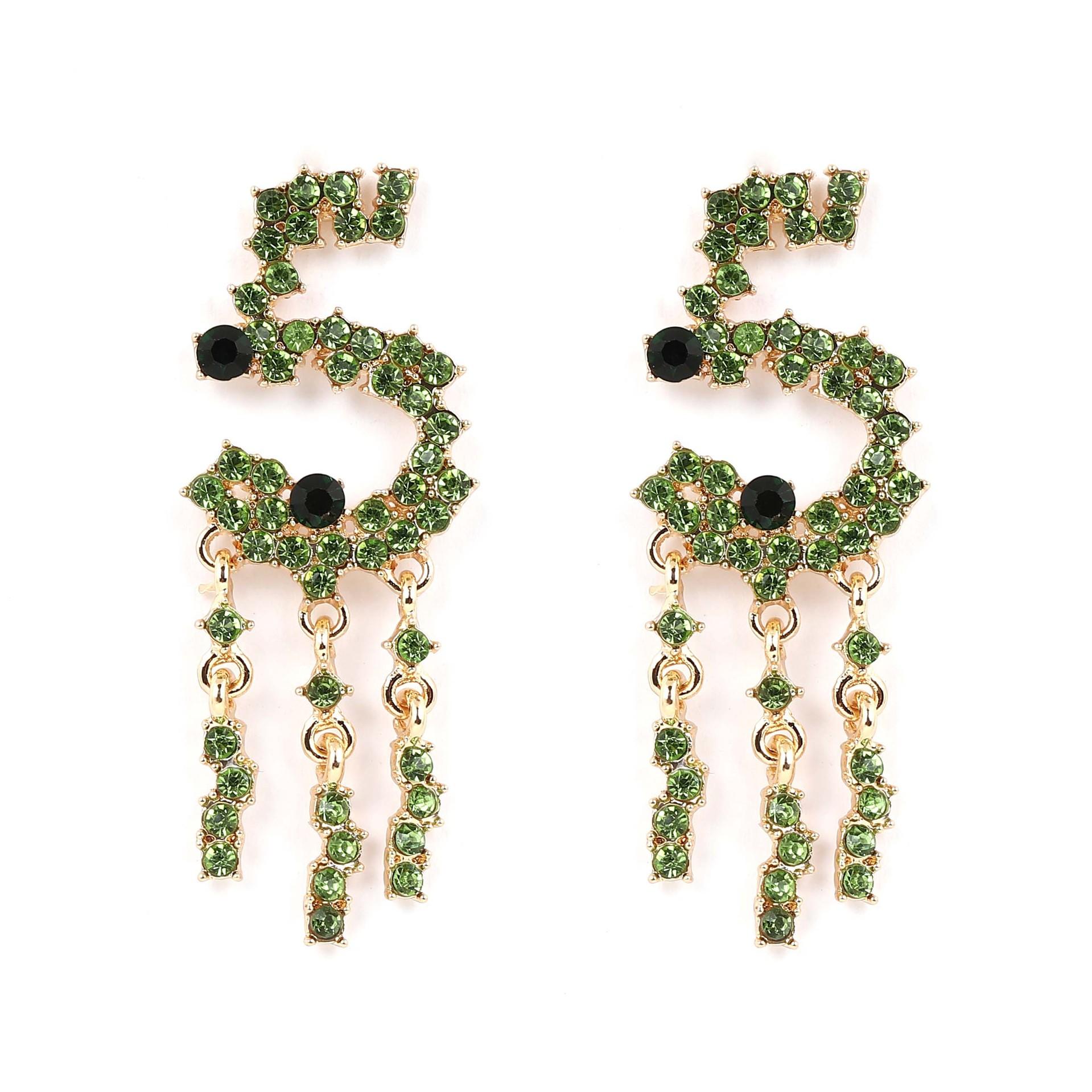 

The fresh, long and fashionable alloy diamond-encrusted digital tassel earrings are versatile and simple