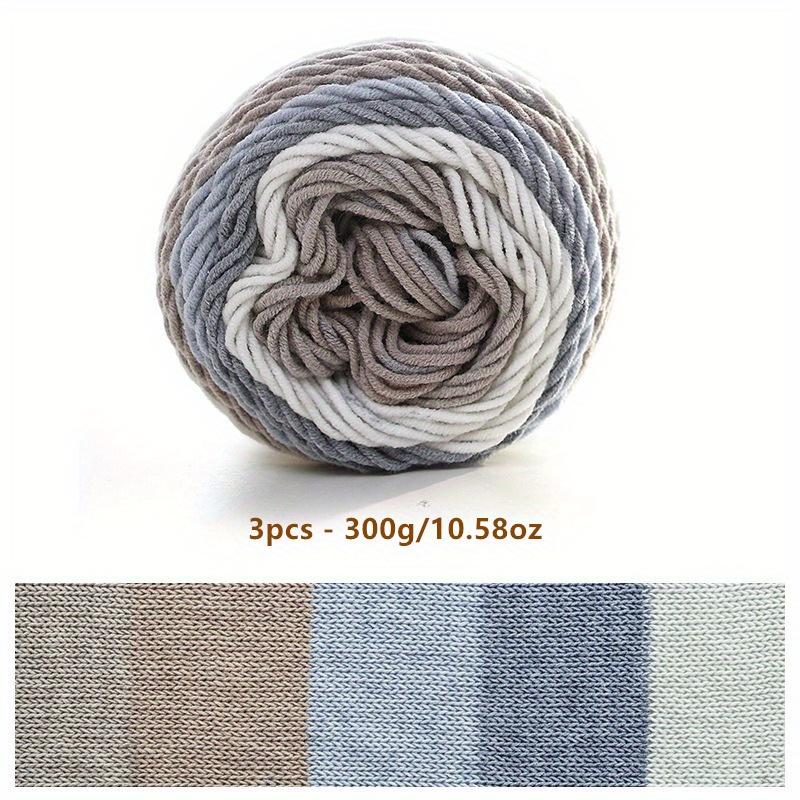 3-Pack 300g/10.58oz Soft & Durable Multicolor Dyed Gradient Cotton Acrylic Blend Yarn for Knitting, Crocheting Sweaters, Scarfs