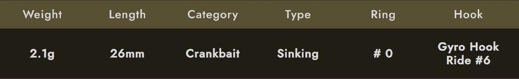 Valkein Kuga Nano S 26mm 2.1 Grams Sinking Lure M249 (5460)