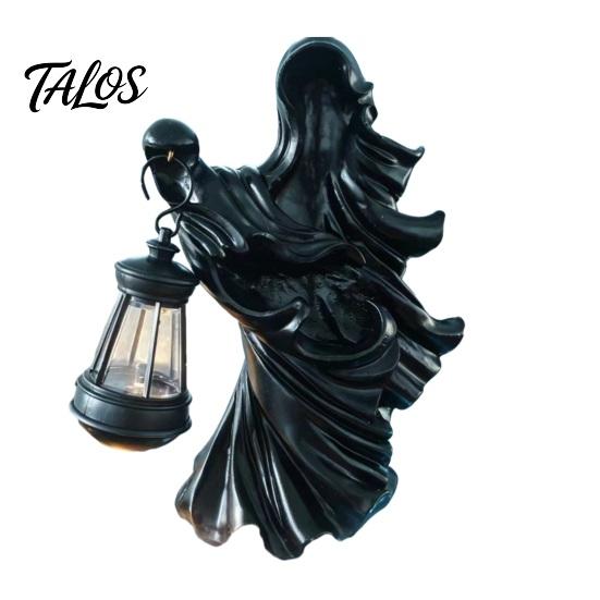 Indoor Halloween Night Light Witch Resin Lantern, Gothic Ghoul Terrifying LED Light, Soft Warm Lamp Waterproof Hell Reaper Spooky Tabletop Figurine