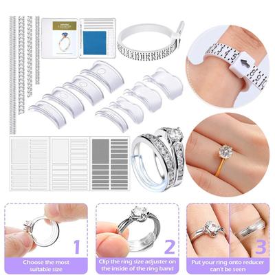 17 Τμχ Ρυθμιστές Μεγέθους Δαχτυλιδιού Χαλαρά Δαχτυλίδια Αόρατος Μειωτήρας Μεγέθους Δαχτυλιδιού Δακτύλιος Απόστασης Επεκτάσιμος Δακτύλιος Βύσματα Σιλικόνης Σπειροειδής Σφιγκτήρας Σετ με Πανί Γυαλίσματος