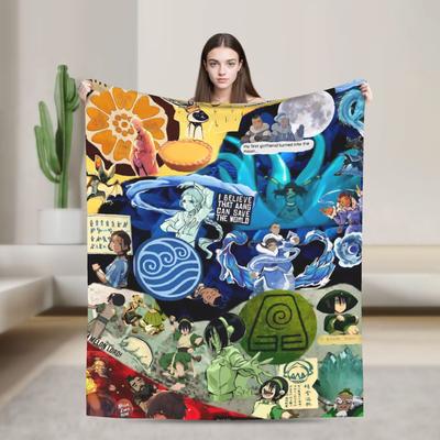 Avatars The Last Airbender Flannel Blanket Super Soft Bedding Throws for Living Room Camping Aesthetic Bedspread Sofa Bed Cover
