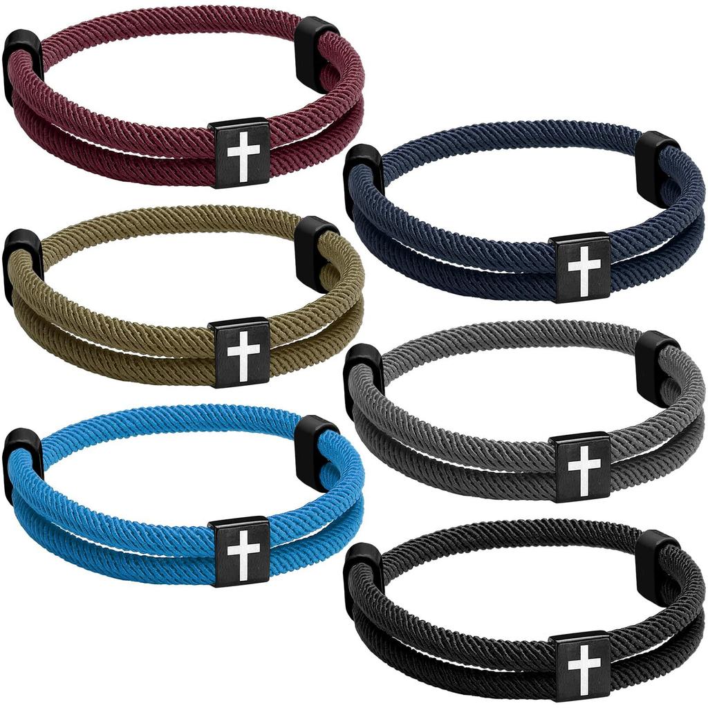 1 Stück/Set Verstellbares Faith Fashion Kreuz Handgewebtes Armband für Männer Frauen Gibt Ihnen Selbstvertrauen Kommunion Ostergeschenk
