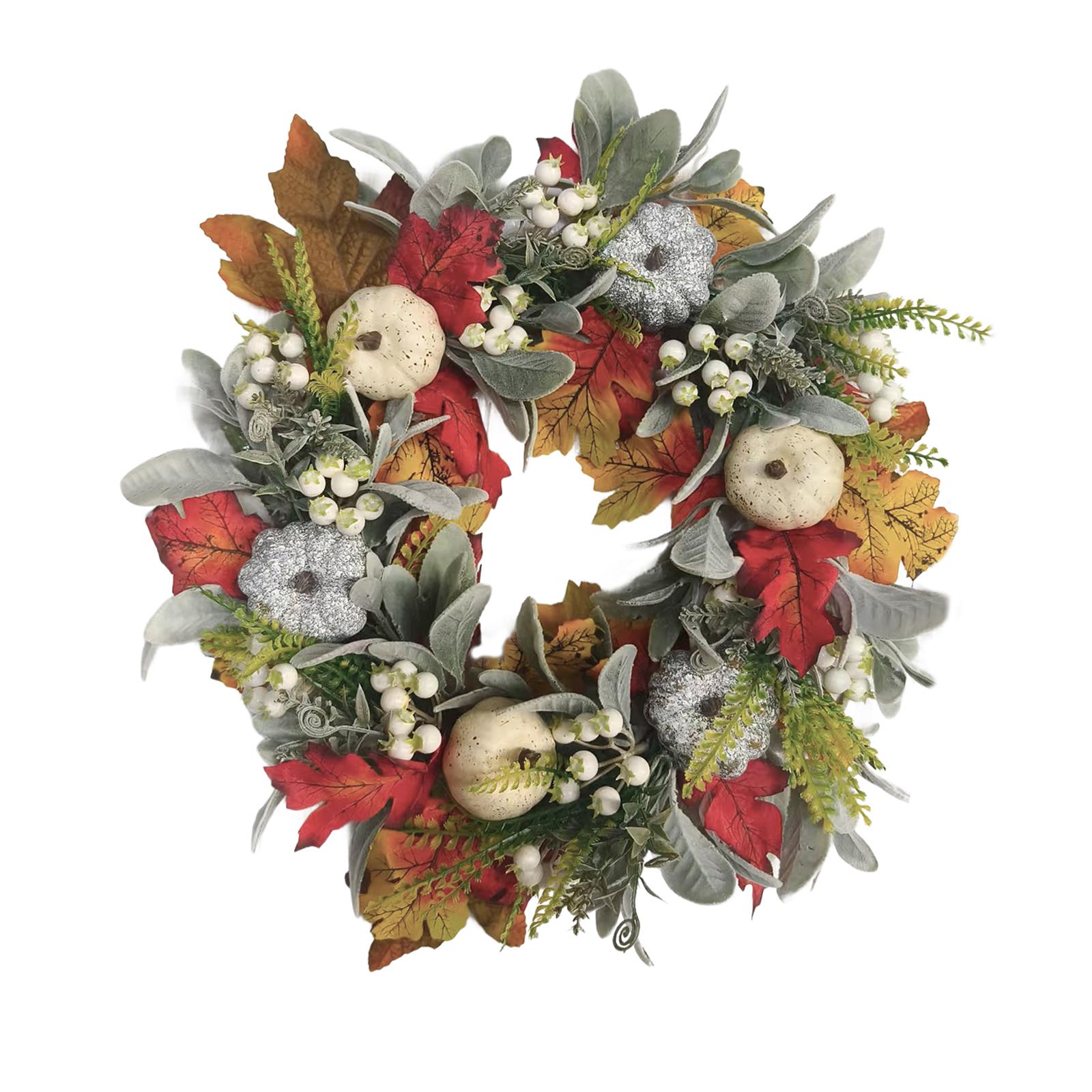

Autumn Wreath Artificial Pumpkins Thanksgiving Wreaths Easy Clean and Store Indoor Outdoor Decor Easily Clean Wide Application