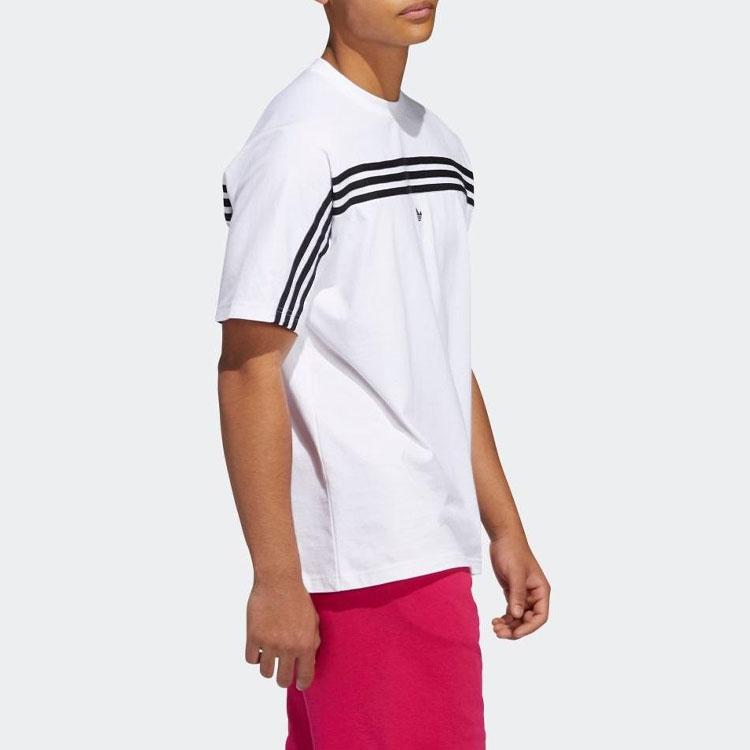 Adidas Originals Trefoil 3-Stripe Embroidered Logo Short Sleeve T-Shirt Men Tops White FM1529
