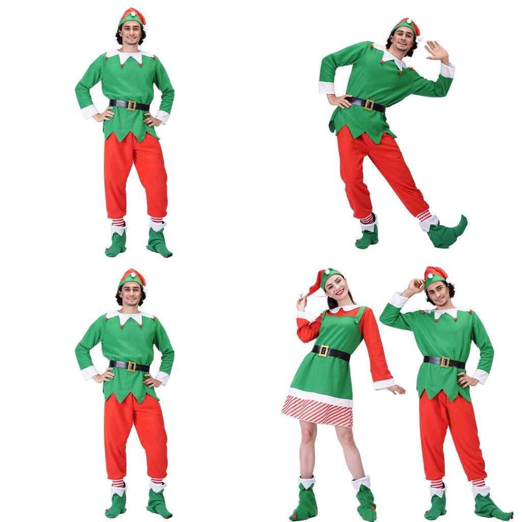 Christmas Elf Adult Cosplay Costume Couple Outfits