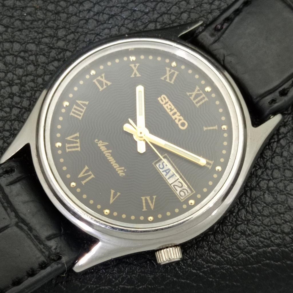 VINTAGE SEIKO AUTOMATIC 7019A JAPAN HERREN SCHWARZES ZIFFERBLATT UHR a500084-2 R151a-a500084
