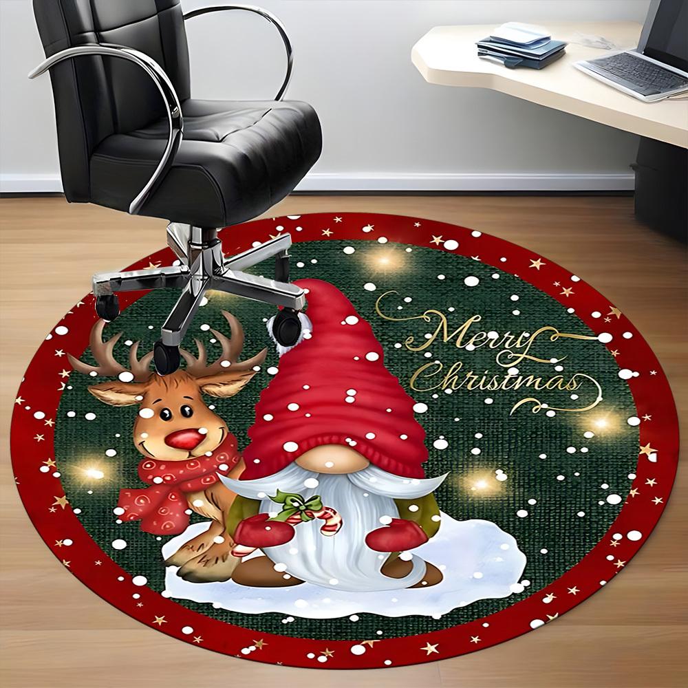 1pc Christmas Santa Chair Carpet for Office, Round Non Slip Durable Large Size Office Carpet, Suitable for Office