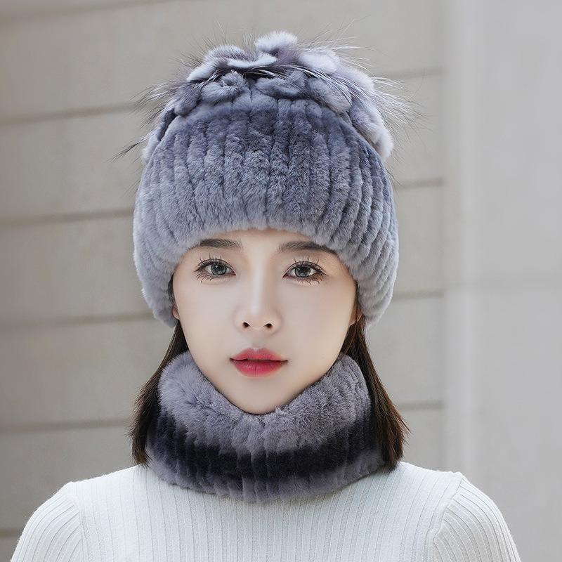 Hat Winter Women's Winter Fashion Rabbit Hair Baotou Hat Women's Green Wool Thickened Warm Ear Protection Fur Ladies