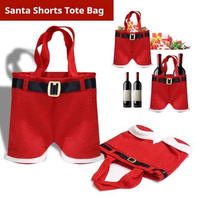 Christmas Pants Gift Bag Wine Bottle Holder Candy Bag Santa Pants Handbag Holiday Party Decoration