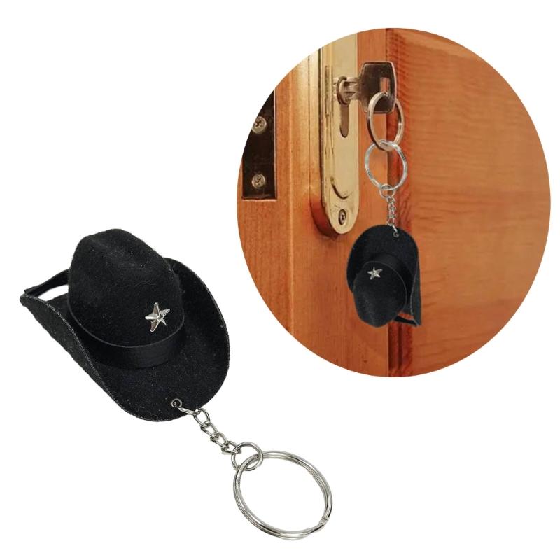 Velvety Leather Cowboy Hat Keychain Handcrafted Key Accessory for Women