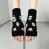 New Halloween Skull Knitted Gloves For Half Finger Fingerless Gloves Warm Winter Wool Gloves Outdoor