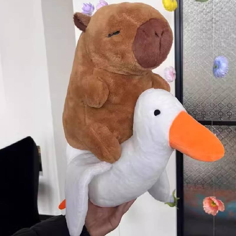 

Adorable Capybara Stuffed Animal Plush Toy With Pp Cotton Filling And Soft Short Plush Goose,25cm/9.84in