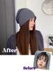 Select Hat with Wig Knit Hat Loose Hat Wig Long Long Straight Long Bob Light Brown Dark Brown 35cm Korean Fashion KPOP Natural Wig Cosplay Medical Wig