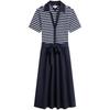 Elegant Waist-Defining Knit V-Neck Polo Dress Women Dresses XW0XW08169