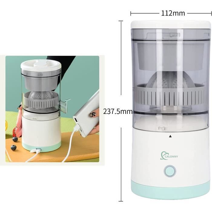 Calonny Presse-agrumes electrique portable Presse-agrumes rechargeable mains libres Presse-agrumes electrique avec USB et bro