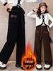 Girls' Fleece-Lined Wide-Leg Pants: 2025 Autumn/Winter Casual Straight-Leg for Kids