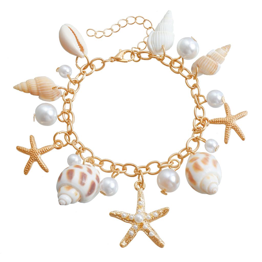 Bohemian Summer Beach Shell Waist Chain Seaside Travel Imitation Pearl Starfish Conch Pendant Body Chain