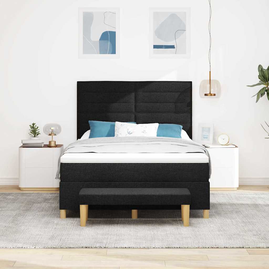 Box spring Bed with Headboard Black 190 x 140 cm Fabric