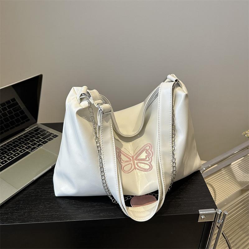 Casual Soft Face Large Capacity Women's Backpack New Style Backpack Fashionable Embroidered Butterfly Multi-purpose One-shoulder Tote Bag