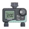 Dispositivo inteligente de control de riego de jardín con pantalla LCD de doble salida y ahorro automático de agua.