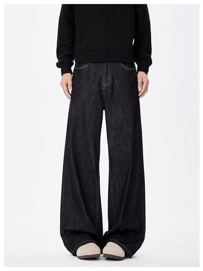 Men's American Retro Wide-Leg Jeans - Trendy, Loose-Fit, Straight Casual Trousers