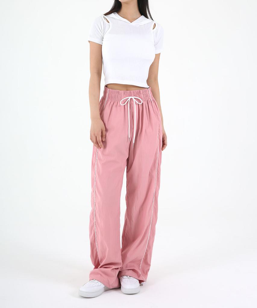 UMM Women'S Piping Line Wide Track Pants Pink